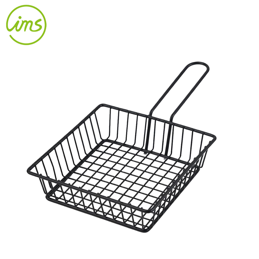 Rectangular Iron Wire Serving Basket with Handle for Fries & Chicken